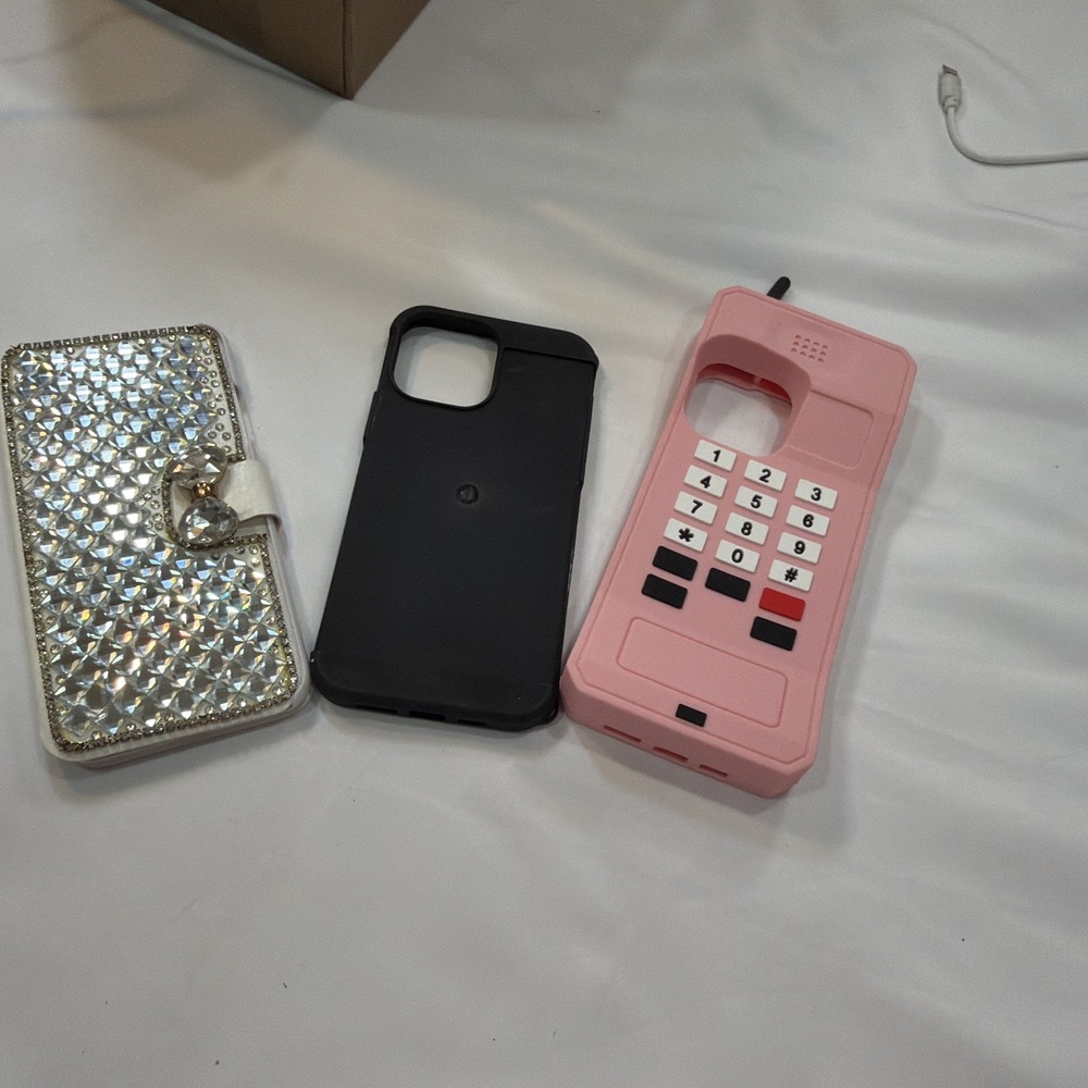 Pink Silicone Telephone iPhone Case‎ Fitting 14 Plus, 15 Plus, 12 Max And 13 Pro